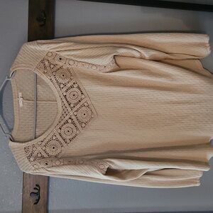 Cream Crochet Maurices Detail Women's Top